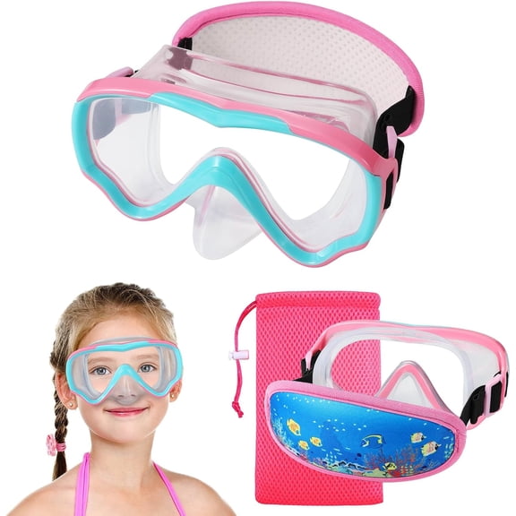 Swim Goggles Kids 6-14, Diving Mask No Tangle Strap，Water Goggles Nose Cover for JR / Youth