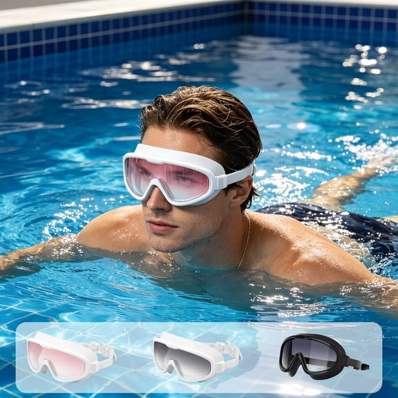 Swim Goggles Large Frame for Unisex Anti-Fog UV Protection Waterproof Hydrodynamic Transparent Lens Adjustable Strap by Xuniizn