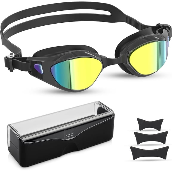 Swim Goggles, Polarized Swimming Goggles, Anti Fog No Leaking UV Protection Wide View Swim Glass for Women Men