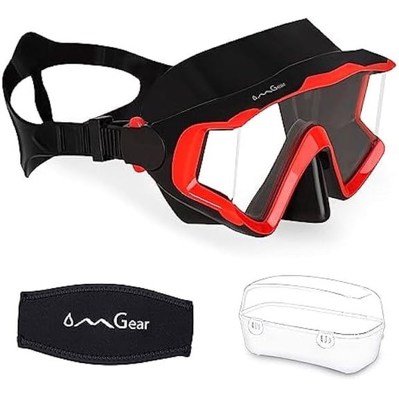 Swim Goggles Snorkel Mask Dive Mask Anti-Fog Triple-Lens Goggles Swimming Adult Snorkeling Gear for Adults Youth Pool Goggles with Nose Cover Neoprene Mask Strap for Scuba Diving Spearfishing