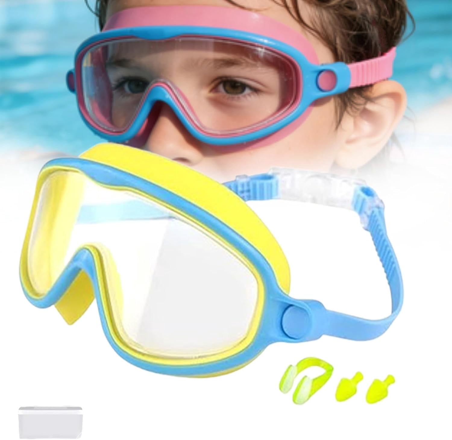 Swim Goggles With Nose Cover, HD Children'S Large Frame Waterproof And ...