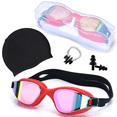 thumbnail image 1 of Swim Goggles and Swim Cap, Anti Fog UV Protection Swimming Goggle No Leaking, with Nose Clip, Ear Plugs, Goggles Case, Suitable for Men, Women, 1 of 8
