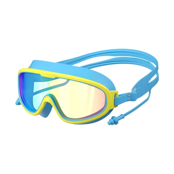 Swim-Goggles with Bungee Strap, Wide View Anti Fog UV Swimming Mask Pool Goggle, 6.3x7.8" (A)