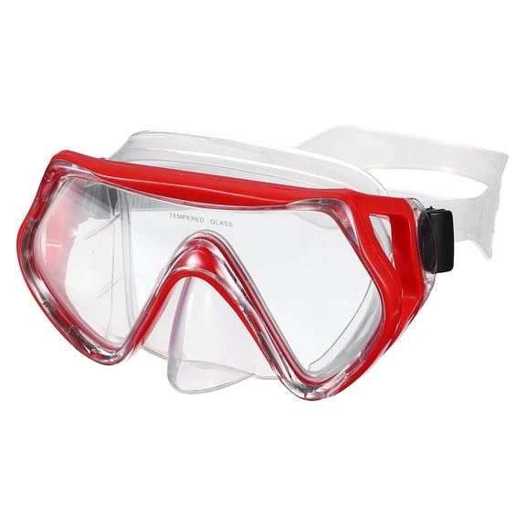 Swim Goggles with Nose Cover, Silicone Snorkel Mask Snorkeling Dive Gear Anti-Fog for Adult Youth Swimming Diving, Red