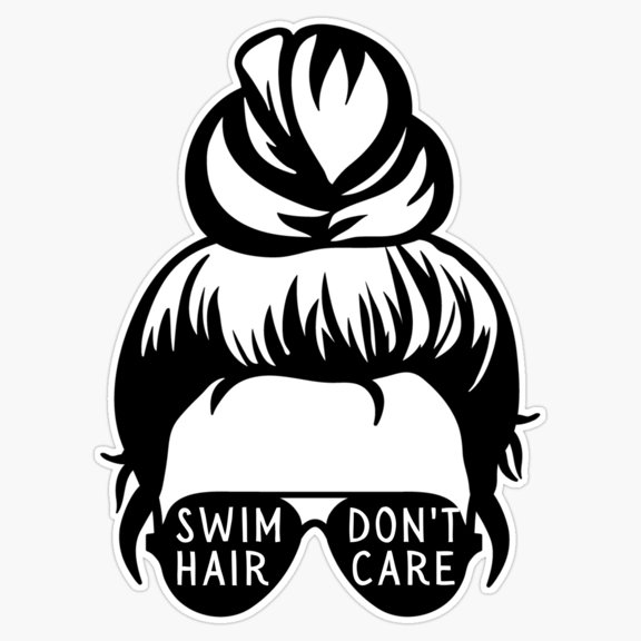 Swim Hair Don't Care Funny Pool Workout Athlete Sticker