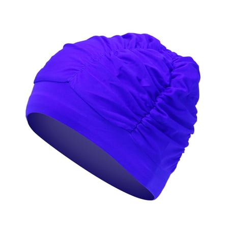 Swim Hat Bathing Cap Durable, Nylon, Elastic, Fashion Diving Cap Swimming Accessories Swim Cap for Adults for Long and Short Hair Women ,Unisex Blue