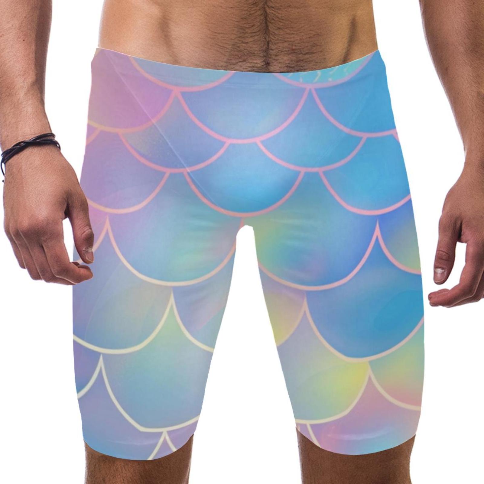 Swim Jammers for Men, Men's Swimwear, Mermaid Gradient Scales