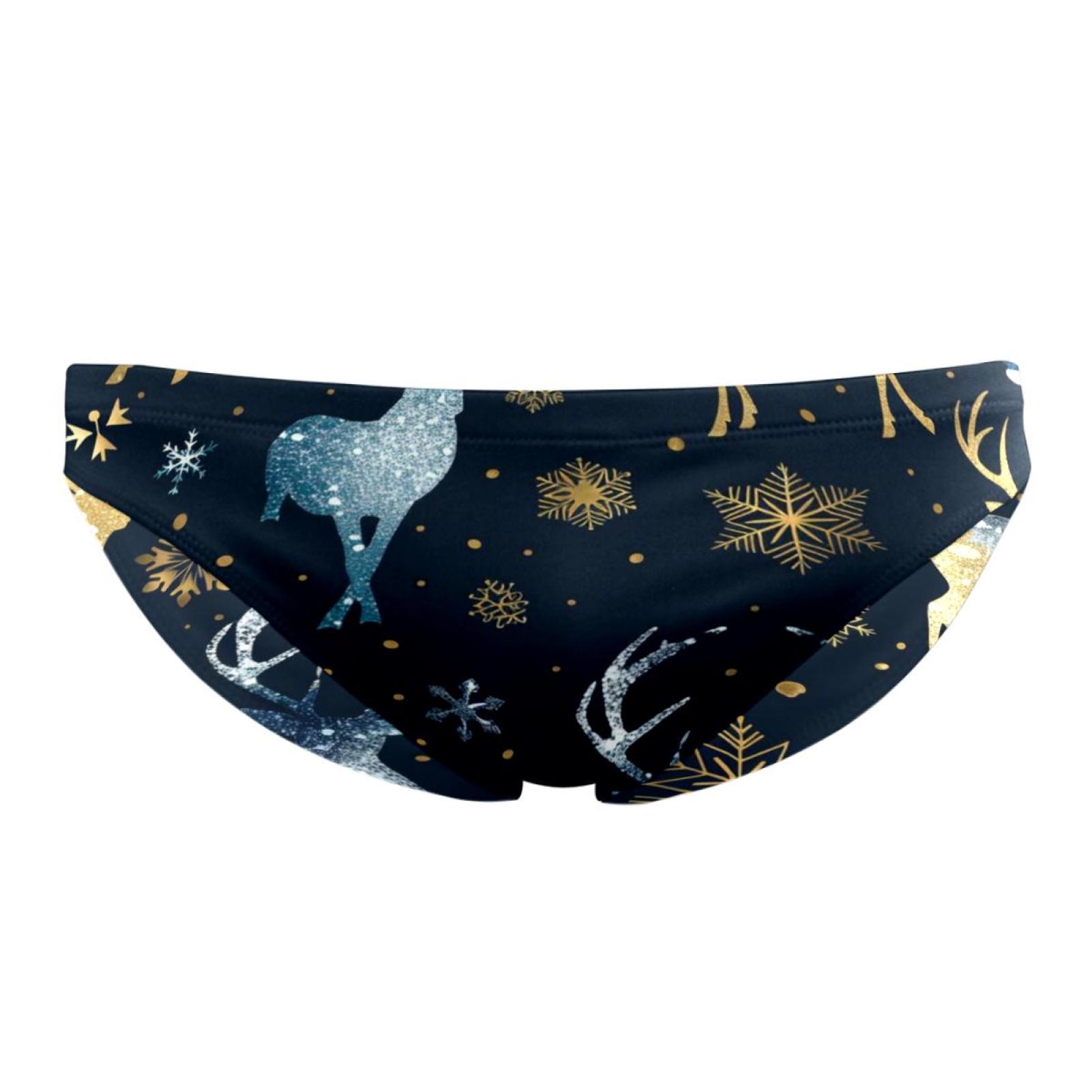 Swim Jammers for Men, Mens Bikini Swimwear, Christmas Elk Snowflake