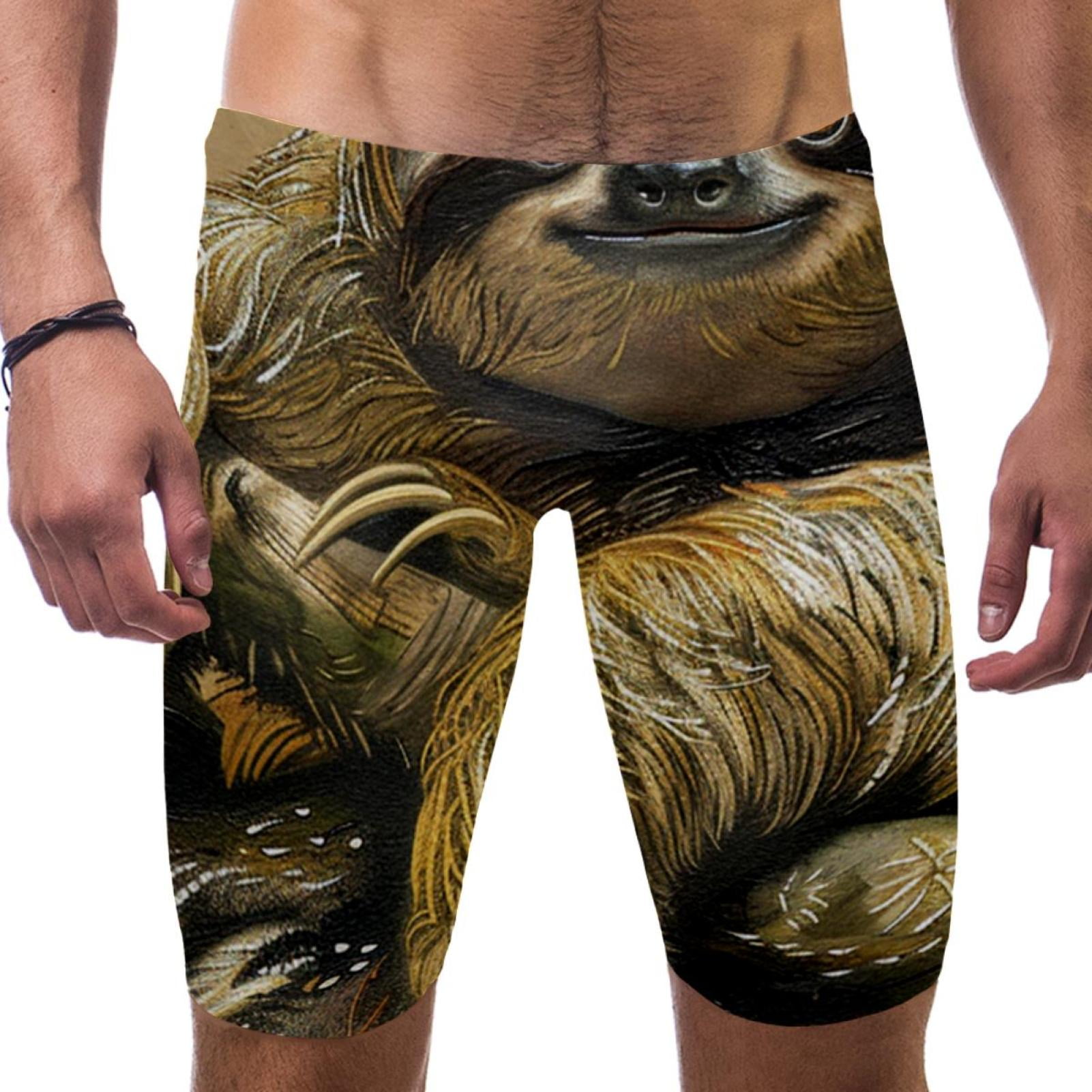Swim Jammers for Men, Mens Bikini Swimwear, Painting Animal Sloth