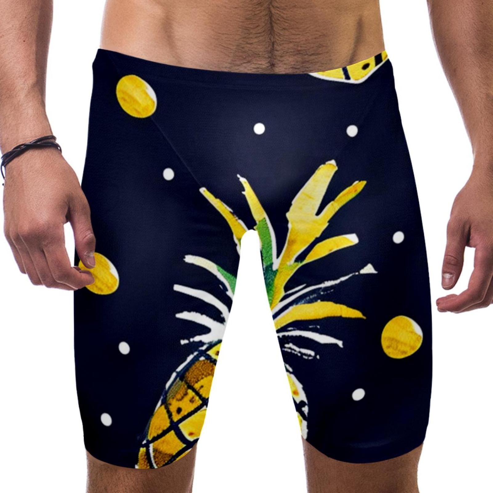 Swim Jammers for Men, Mens Jammers for Swimming, Navy Blue Polka Dot