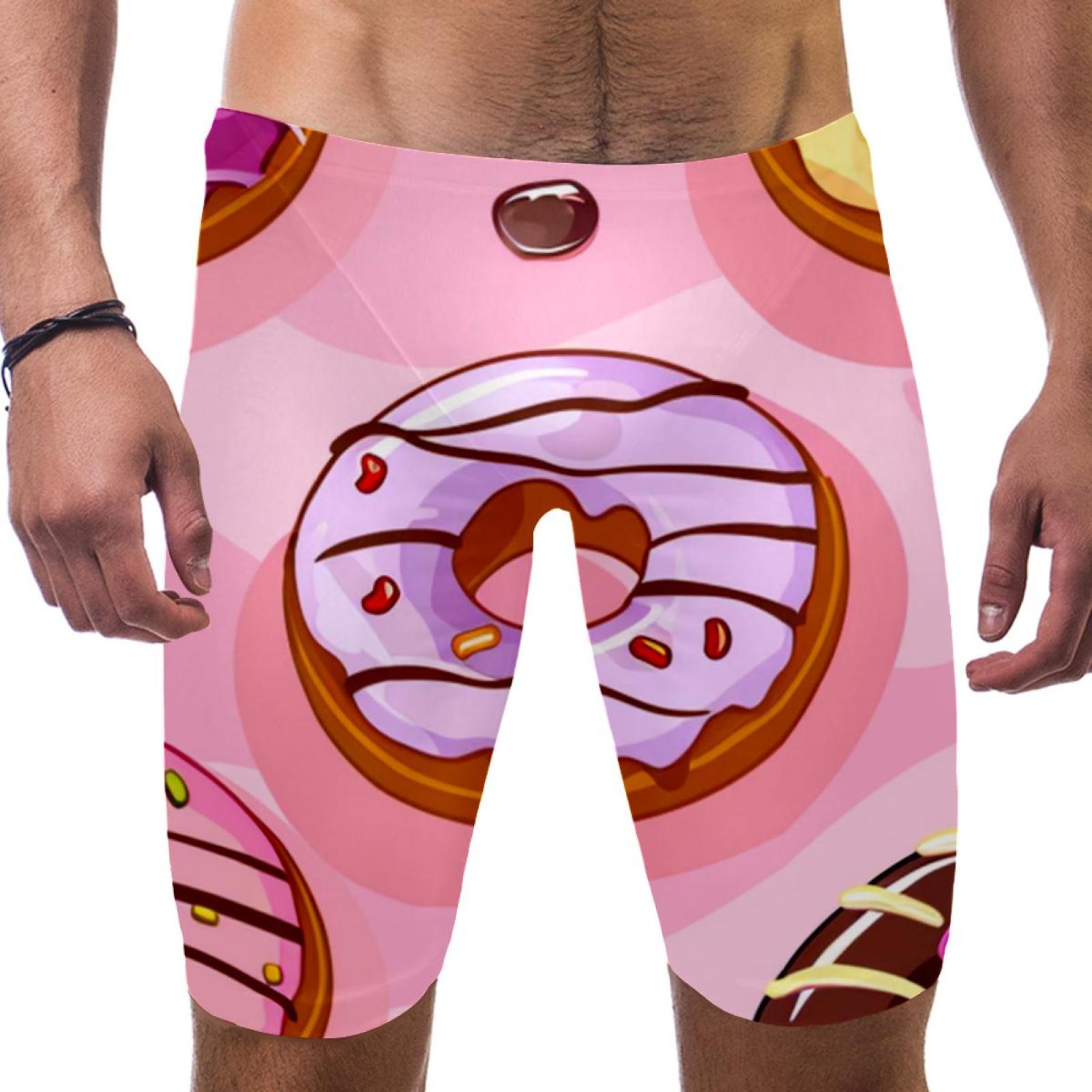 Swim Jammers for Men, Mens Swim Jammers, Donut Food Heart Cartoon