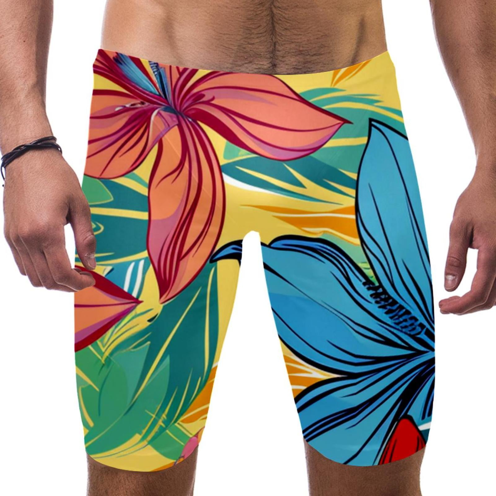 Swim Jammers for Men, Mens Swim Jammers, Modern Colorful Flower Floral