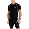 thumbnail image 1 of Swim Jammers for Men Rash Guard Short Sleeve Team Swimsuit UPF 50+ Triathlon Suit Endurance Quick Dry Sizes L-4XL Black, 1 of 9