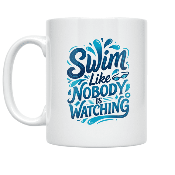 Swim Like Nobody Is Watching - Family Swimming Fun - 11 oz Ceramic Coffee Mug
