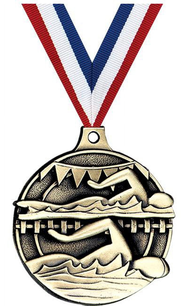Swim Medals, 2" Gold Diecast Swim Medal Award 10 Pack