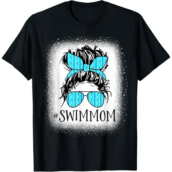 Swim Mom Messy Bun Bleached Funny Women Mother's Day T-Shirt