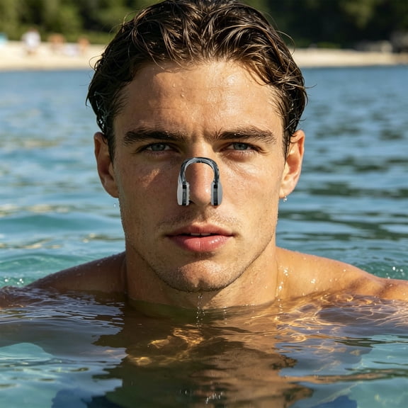 Swim Nose Clip for Adults - Waterproof Swimming Nose Plugs for Diving Snorkeling Training - Soft Silicone Comfort Fit Adjustable Nose Clip for Men Women - Portable Pool Surfing Gear
