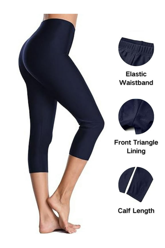 Swim Pants for Women High Waisted Swim Capris Gradient Color Swim Shorts Swimming Leggings
