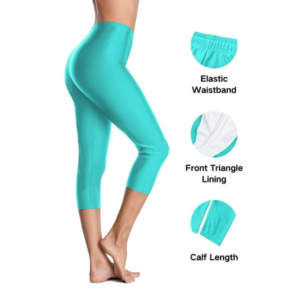 Swim Pants for Women High Waisted Swim Capris Gradient Color Swim Shorts Swimming Leggings