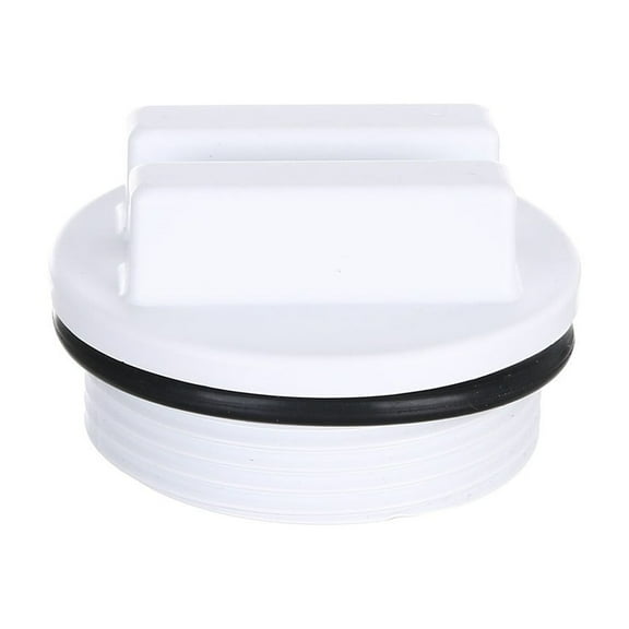 Swim Pool Accessory, 1.5 Inch Threaded Plug, Drain Return Fitting with Mesh Screen Ring for Winter Frost Prevention, Overflow Pipe Protector, 1 Pcs White