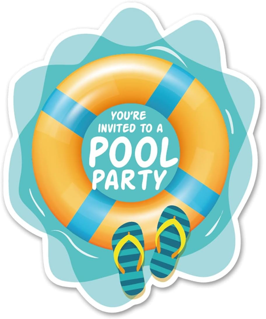 Swim Pool Party Invitations 20 Sets with Envelopes Swimming Pool