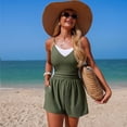 thumbnail image 1 of Swim Rompers for Women Tummy Control One Piece Round Neck Swimsuits with Short Modest Sporty Bathing Suit Swimwear with Pockets Army Green L, 1 of 8