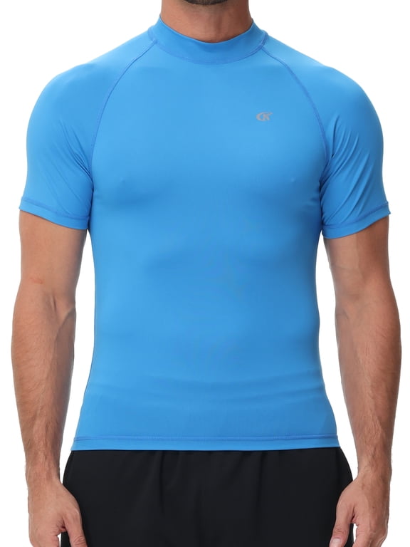 Men's UPF50+ Quick-Dry Rash Guard Shirt Surfing, Running, Water Sports, Reflective Safety Design