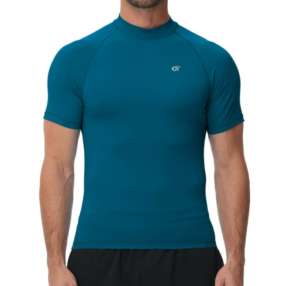 Weilanxin Men's UPF50+ Quick-Dry Rash Guard Shirt Surfing, Running, Water Sports, Reflective Safety Design