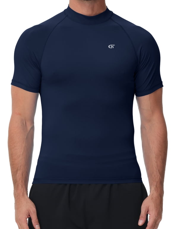 Men's UPF50+ Quick-Dry Rash Guard Shirt Surfing, Running, Water Sports, Reflective Safety Design