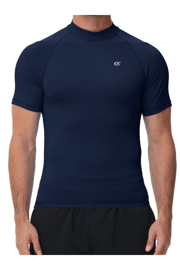 Men's UPF50+ Quick-Dry Rash Guard Shirt Surfing, Running, Water Sports, Reflective Safety Design