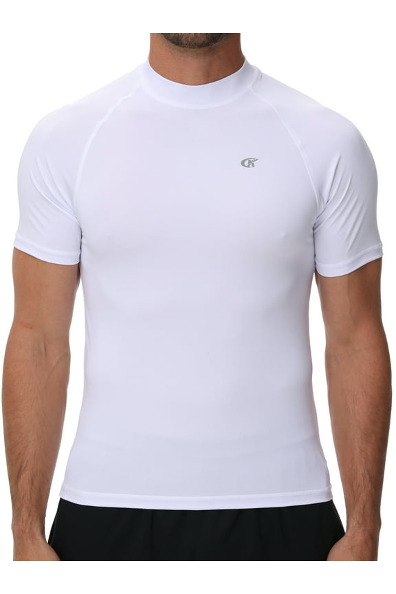 Men's UPF50+ Quick-Dry Rash Guard Shirt Surfing, Running, Water Sports, Reflective Safety Design