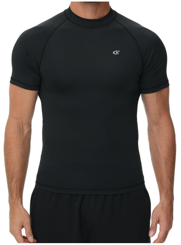 Men's UPF50+ Quick-Dry Rash Guard Shirt Surfing, Running, Water Sports, Reflective Safety Design