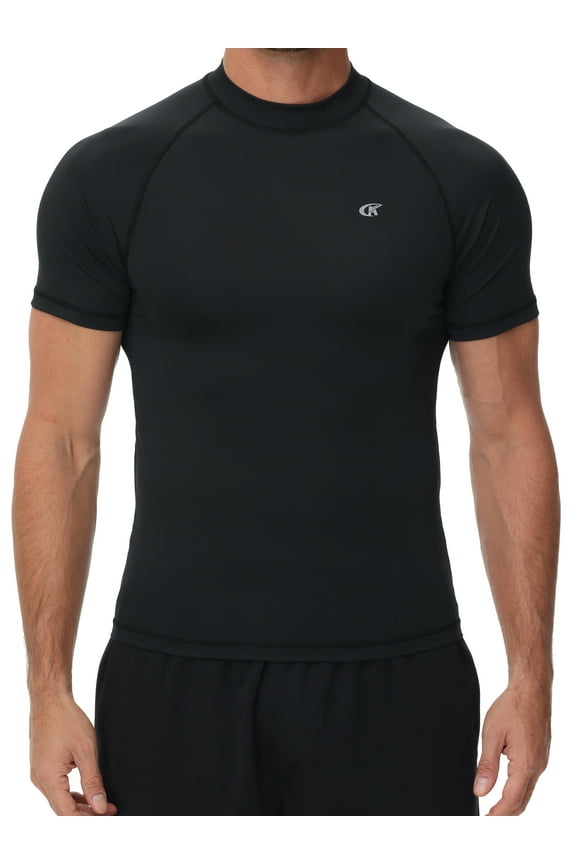 Men's UPF50+ Quick-Dry Rash Guard Shirt Surfing, Running, Water Sports, Reflective Safety Design