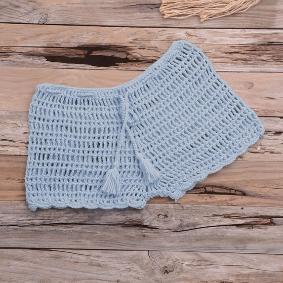Swim Shorts For Women Lace Tummy Control High Cut Bathing Suit Comfortable Ruched Scrunch Swimsuit Bottom Light Blue L
