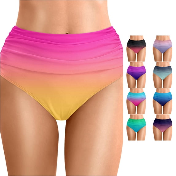 Swim Shorts For Womens Swimsuit Bottoms Full Coverage Pink Mid Rise High Leg Bikini Bottom Bathing Suit Bottoms
