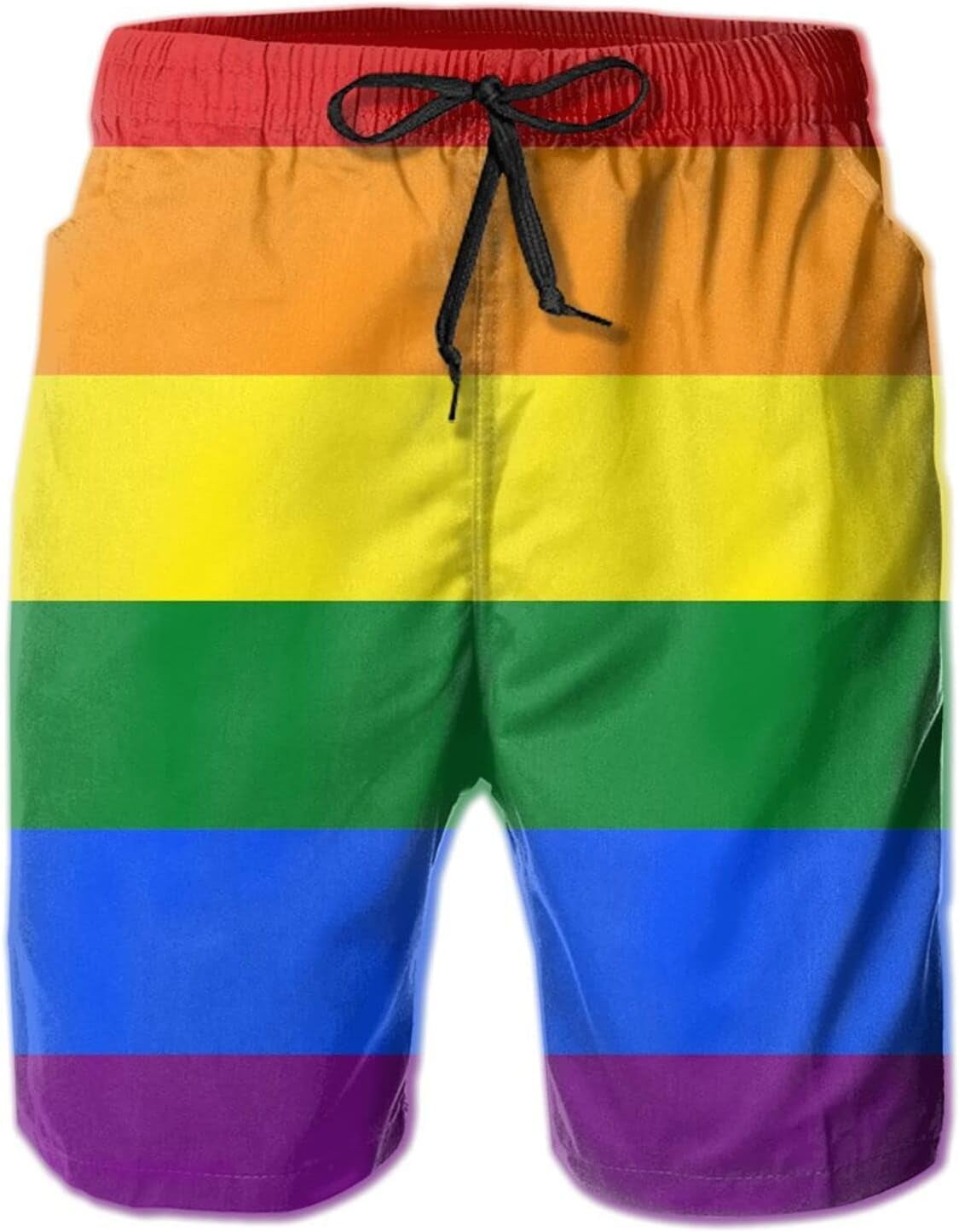 Swim Shorts Mens Beach Shorts Gay Pride Flag Rainbow 3D Printed Swim