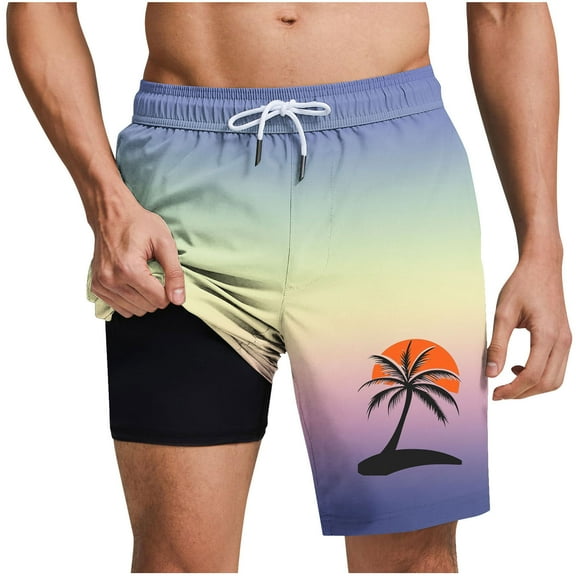 Swim Shorts Qiggri Men Casual Fashion Print Shorts With Pockets Elastic Waist Beach Pants Mens Board Shorts