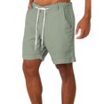 thumbnail image 1 of Casual Shorts for Men Summer Fitness Bodybuilding Cotton Linen Pockets Beach Pants Board Bottoms Shorts, 1 of 4