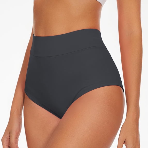 Swim Shorts Women Bikini Full Coverage Dark Gray Mid Rise High Leg Bikini Bottom Womens Swimsuits