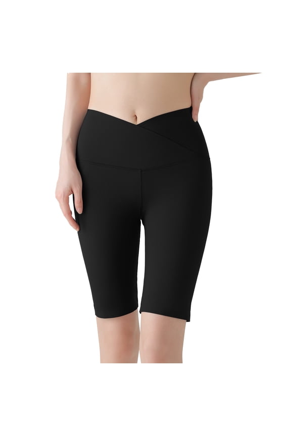 Swim Shorts Women Casual Solid Split Waist High Waist Thin Traceless Bermuda Shorts for Women,Black,2XL