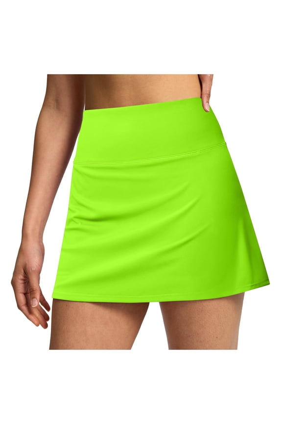 Swim Shorts Women Double Layered Pleats Tennis Skirts High Waisted Skirt With Pockets Skort Summer Casual Sports Skirts Cargo Gym Bike Pull On Jogger Light Green Bottoms Sizes L