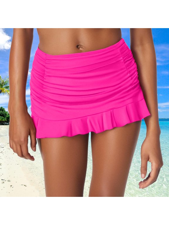 Swim Shorts Women Full Coverage Bikini Pink Mid Rise Bikini Bottom Womens Swimsuits