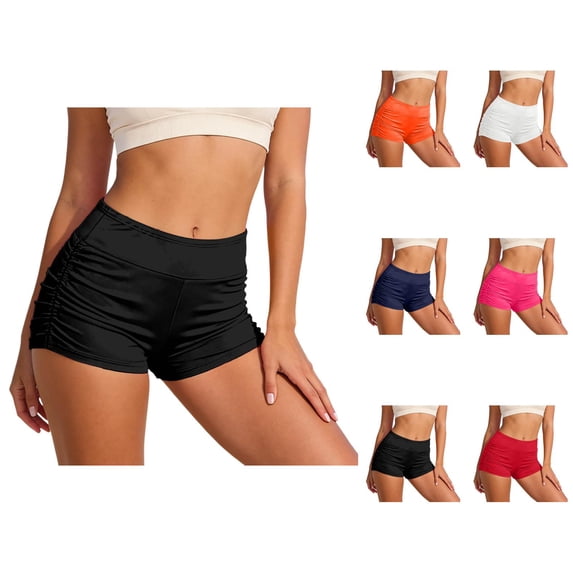 Swim Shorts Women High Waisted Adjustable Ruched Side Boyshorts Swim Bottom Tummy Control Bathing Suit Bottoms