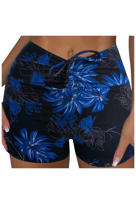 Swim Shorts Women Hip Sweetheart Mesh Splice G String Workout Clothes for Women,Blue,M