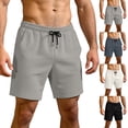thumbnail image 1 of Swim Shorts Women Men's Solid Color Casual Sporty Elastic Waist Drawstring Pocket Fashion Shorts Gray Xxl, 1 of 4