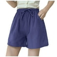 thumbnail image 1 of Swim Shorts Women Summer Outside Wear Broad Leg Large Size High Waist Loose Fit Sports Linen Casual Bermuda Cargo Board Gym Navy Bottoms Sizes L, 1 of 5