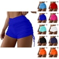 thumbnail image 1 of Swim Shorts Women V Cross High Waisted Ruched Side Tie Boy Shorts Tummy Control Swim Bottom Bathing Suit Bottoms, 1 of 7