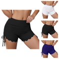 thumbnail image 1 of Swim Shorts Women Wave Hem High Waisted Ruched Swim Bottom Board Shorts Bathing Suit Bottoms, 1 of 7