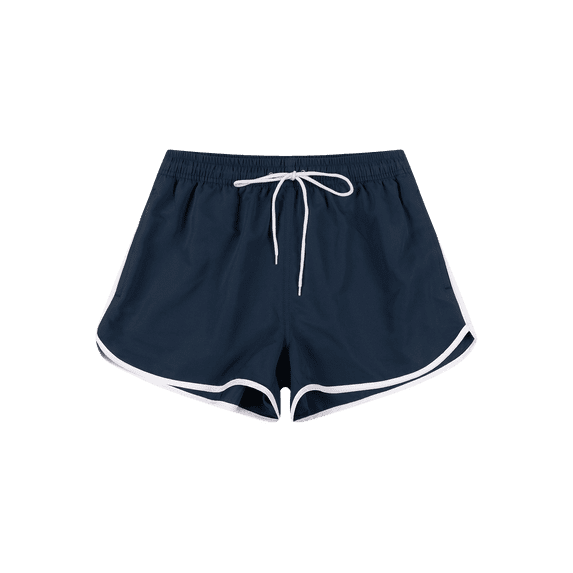 Swim Shorts for Women Bathing Suits with Side Pockets Quick Dry Waisted Swimwear Dark Blue Size M