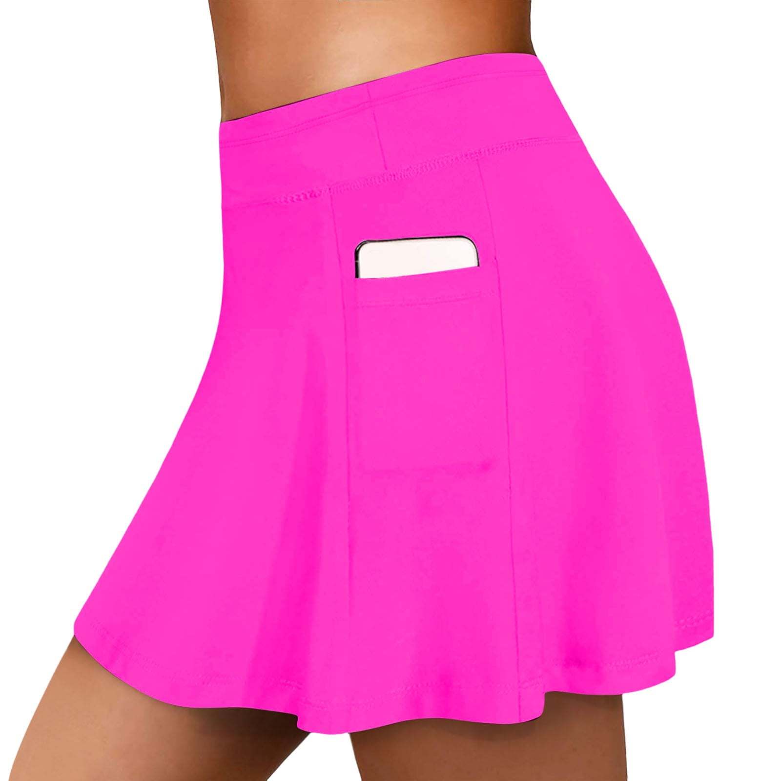 Swim Skirts 2 In 1 Skirts Women High Waisted Swim Skirt Long Skirted Swimsuit Bottom Athletic Bathing Suit Skirt With Panty Swimwear Bottoms Hot Pink 2XL